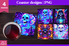 Vibrant Halloween coaster, Creepy Cartoon Skull coaster Product Image 1