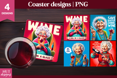 Sarcastic quotes, wine quotes, Wine coaster Funny Old lady Product Image 1
