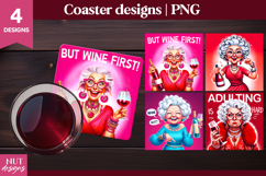 Sarcastic quotes, wine quotes, Wine coaster Funny Old lady Product Image 1