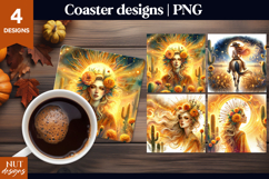 Golden Western Sunflower Coaster Boho Cowgirl coaster PNG Product Image 1