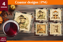 Vintage Postage Stamp Halloween coaster Halloween animals Product Image 1