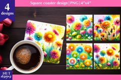 Dandelions coaster Watercolor Floral coaster Summer coaster Product Image 1