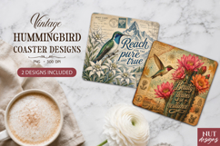Vintage Hummingbird Coaster Summer coaster Uplifting quotes Product Image 1