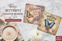 Vintage Butterfly Coaster Summer coaster Uplifting quotes Product Image 1