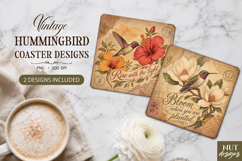 Vintage Hummingbird Coaster Summer coaster Uplifting quotes Product Image 1