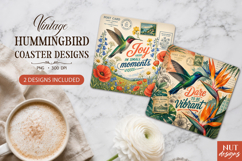 Vintage Hummingbird Coaster Summer coaster Uplifting quotes Product Image 1
