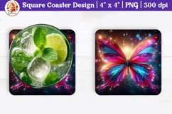 Butterfly Coaster, Square Coaster, Summer Coaster Product Image 1