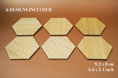 Coaster Deco Hexagon Vector File for Laser Cutter. Product Image 3