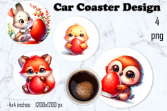 Easter Car Coaster, Cute spring Car Coasters Sublimation Product Image 1