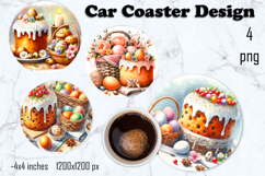 Easter Car Coaster, Cute spring Car Coasters Sublimation Product Image 1