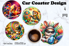Easter Car Coaster, Cute spring Car Coasters Sublimation Product Image 1