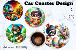 Easter Car Coaster, Cute spring Car Coasters Sublimation Product Image 1