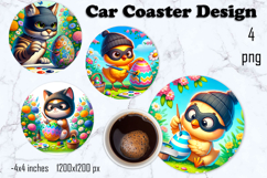 Easter Car Coaster, Cute spring Car Coasters Sublimation Product Image 1