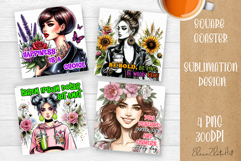 Square coaster Sublimation, GIRL and Motivational quotes Product Image 1
