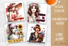 Square coaster Sublimation, GIRL and Motivational quotes Product Image 1