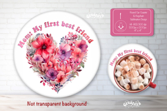 Mothers day round coaster sublimation png Car coaster png Product Image 1
