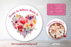 Mothers day round coaster sublimation png Car coaster png Product Image 1