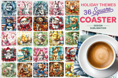 Holiday Themes Square Coaster Bundle, Festive Coaster PNG Product Image 1