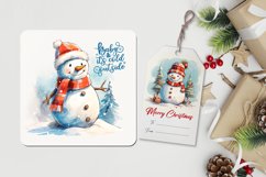 Snowman Christmas sublimation mug coaster tag Product Image 3