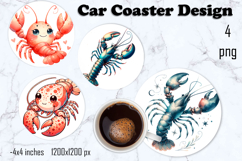 Sea Car Coaster, Cute summer Car Coasters Sublimation Product Image 1
