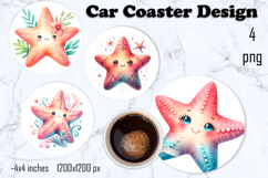 Sea Car Coaster, Cute summer Car Coasters Sublimation Product Image 1