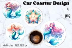 Sea Car Coaster, Cute summer Car Coasters Sublimation Product Image 1