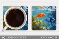 Fish Coaster Sublimation. Fish Square Coaster Design Product Image 1