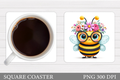 Cute Bee Coaster Design. Cute Bee Sublimation Product Image 1
