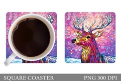 Christmas Deer Coaster Design. Christmas Coaster Sublimation Product Image 1