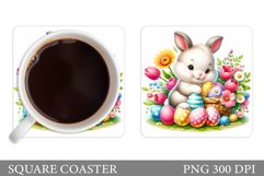 Easter Bunny Coaster Design. Easter Coaster Sublimation Product Image 1