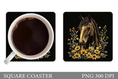 Cute Horse Coaster Design. Horse Flowers Coaster Product Image 1