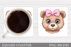 Cute Bear Coaster Design. Cute Bear Sublimation Product Image 1