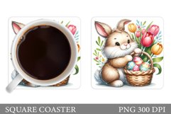 Easter Bunny Coaster Design. Easter Coaster Sublimation Product Image 1