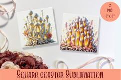 Fairy mushroom house Coaster Sublimation | flowers Product Image 1
