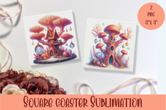 Fairy sea mushroom house Coaster Sublimation png Product Image 1