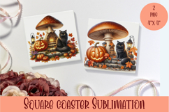 Fairy mushroom house Coaster Sublimation | halloween Product Image 1