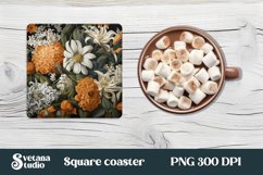Flower square coaster sublimation | Orang flower coaster