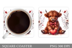 Valentines Cow Coaster Design. Valentines Square Coaster Product Image 1