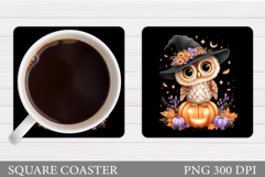 Halloween Owl Coaster Design. Halloween Coaster Sublimation Product Image 1