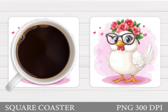 Cute Chicken Coaster. Funny Chicken Coaster Sublimation Product Image 1