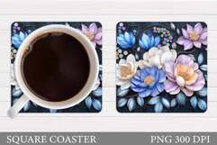 Flowers Coaster Design. Flowers Sublimation Product Image 1