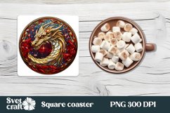 Dragon square coaster | Stained glass coaster