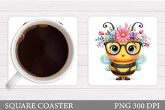 Cute Bee Coaster Design. Cute Bee Sublimation Product Image 1
