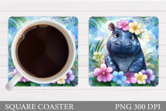 Hippopotamus Coaster Design. Hippopotamus Sublimation Product Image 1