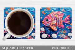 Fish Coaster Sublimation. Fish Square Coaster Design Product Image 1