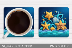 Starfish Coaster Sublimation. Sea Coaster Design Product Image 1