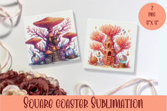 Fairy sea mushroom house Coaster Sublimation png Product Image 1