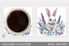 Cute Bunny Coaster Design. Cute Bunny Sublimation Product Image 1