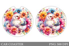 Chicken Car Coaster Sublimation. Chicken Flowers Car Coaster Product Image 1