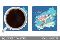 Sea Turtle Coaster Design. Turtle Coaster Sublimation Product Image 1